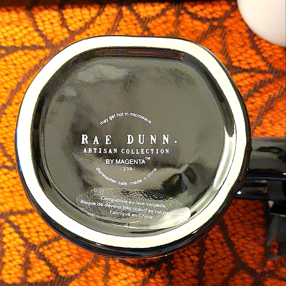 Rae Dunn Spooktacular "Bone To Be Wild" Dancing Skeletons Glossy Finish Mug NWT - Picture 7 of 8
